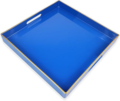Spsyrine Blue Decorative Tray for Living Room, Square Modern Plastic Coffee by Spsyrine