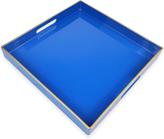 Spsyrine Blue Decorative Tray for Living Room, Square Modern Plastic Coffee by Spsyrine