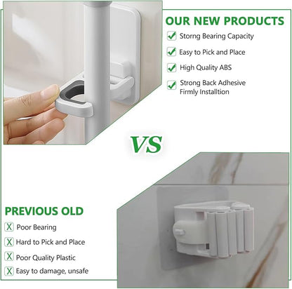 3pack Broom and Mop Holder Wall Mount No Drill Mop and Broom Gripper Mop Handle - Image 3