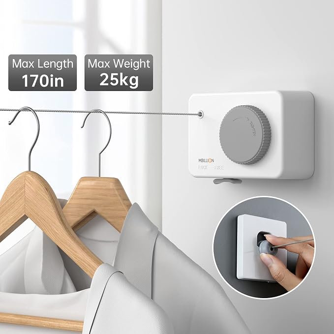 Mbillion Retractable Clothesline 13.8Ft Heavy Duty Clothes Drying Laundry Line - Image 2