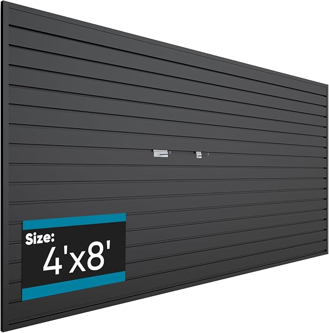 PVC Slat Wall Paneling 4x8 ft, Garage Organizer Storage System, Heavy Duty Wall by BRAKKI
