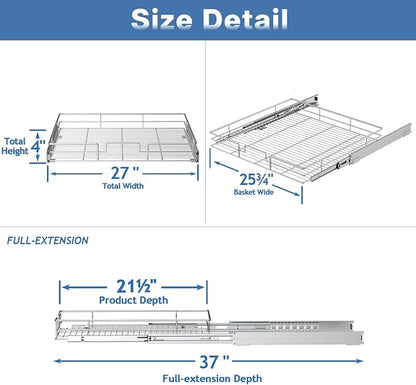 Pull Out Cabinet Organizer 27" W x 21½" D, Heavy Duty Cabinet Pull Out Shelves - Image 3