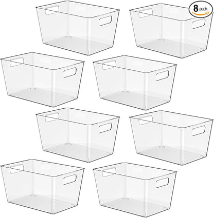 8 Pack Clear Plastic Storage Bins, Plastic Containers by Faryuan