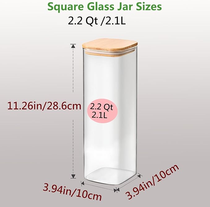 2.2 Qt Square Glass Storage Containers - Image 2