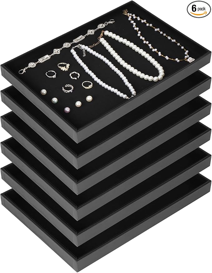 Rainmae 6 Pcs Velvet Stackable Jewelry Tray Showcase Display, Jewelry Organizer by Rainmae