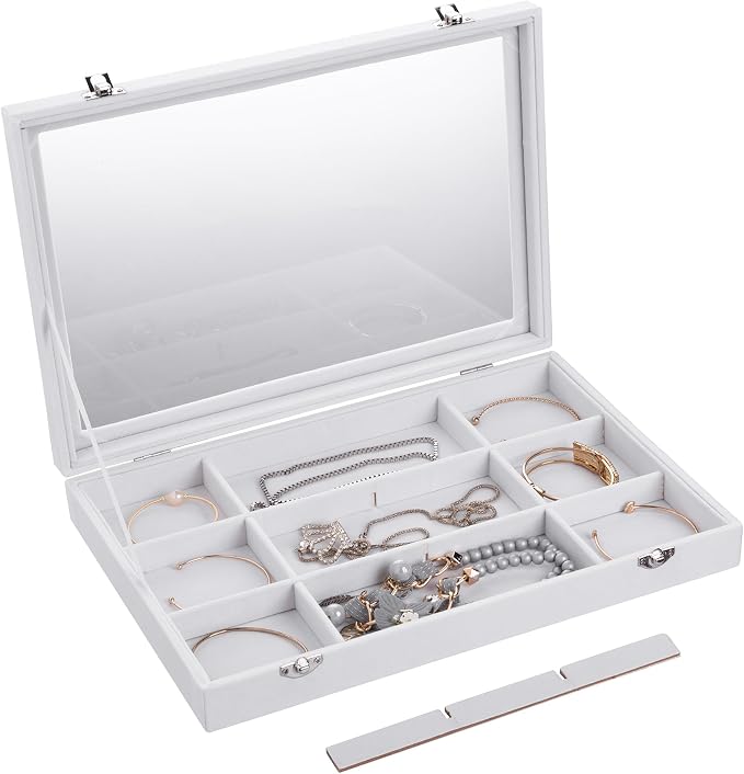Frebeauty Velvet Jewelry Tray, 12 Grid Jewelry Organizer - Image 5
