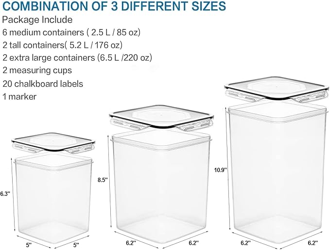 VERONES Large Tall Airtight Food Storage Containers, 10 PACK Plastic Airtight - Image 2