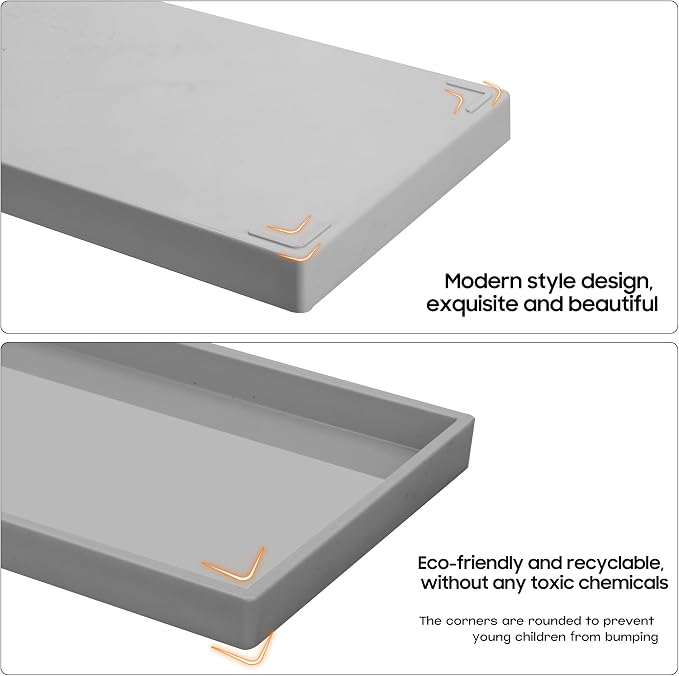 Vanity and Bathroom Tray, 7.7" ABS Countertop Organizer, Waterproof Vanity Tray - Image 6
