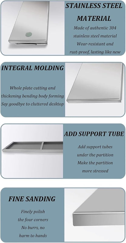 Stainless Steel Folding Table, Wall-Mounted Drop Leaf Table, Wall Mounted - Image 5