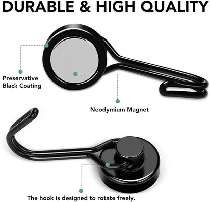 MIKEDE 12 Pack Magnetic Hooks, 40Lbs Heavy Duty Neodymium Magnet Hooks Black - Image 5