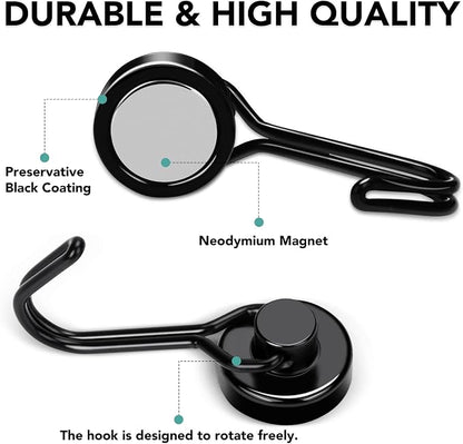 MIKEDE Magnetic Hooks 4 Pack, 40Lbs Heavy Duty Neodymium Magnet Hooks Black - Image 3