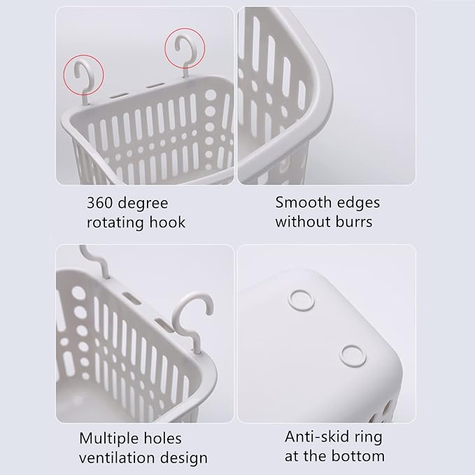 3PCS Plastic Hanging Baskets for Shower, Hanging Basket Organizer - Image 5