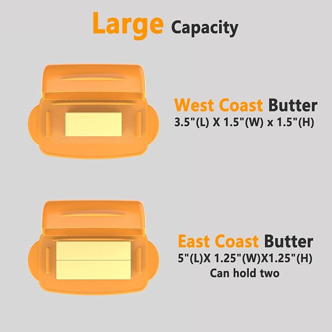 Butter Dishes with Lid for Countertop Refrigerator, Plastic Butter Dish Clear - Image 3