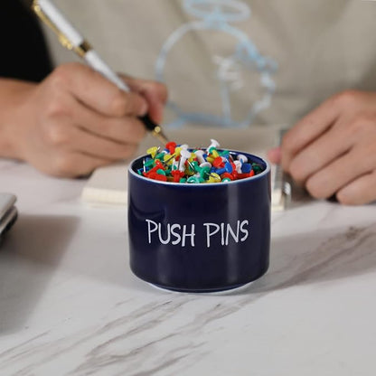 Ceramic Push Pins Holder, Paper Clips Dispenser Organizer - Image 8