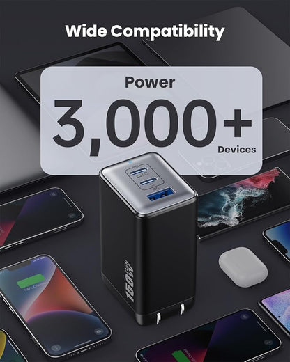 150W USB C Charger Block, GaN III Compact Foldable Wall Charger 3 Port Fast - Image 4