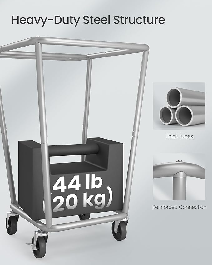 SONGMICS Laundry Basket with Wheels, 34.3 Gallons Rolling Laundry Hamper with - Image 4
