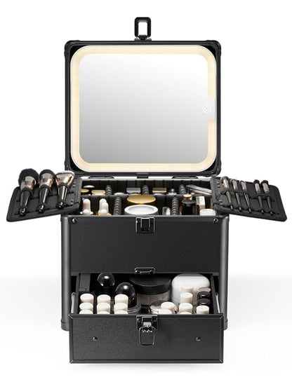 Qislee Makeup Box with Drawer and A Detachable Lighted Mirror, Waterproof by Qislee