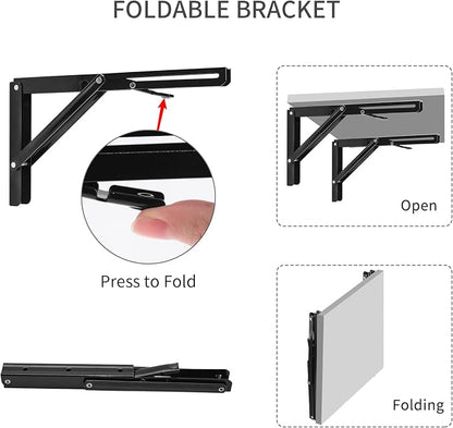 YUMORE Folding Shelf Brackets, 14 Inch Heavy Duty Collapsible Shelf Bracket - Image 3