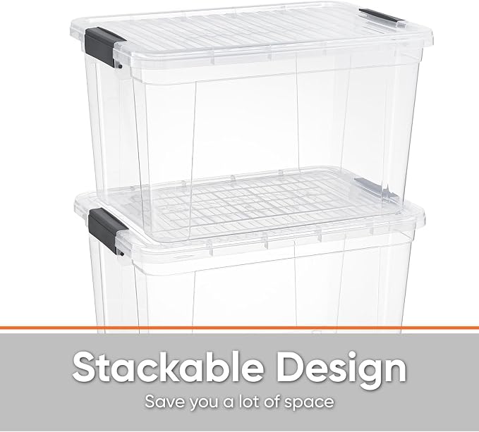 Superio Storage Bins with Lids- 4 Pack, 4.75 Qt Clear Boxes - Image 4