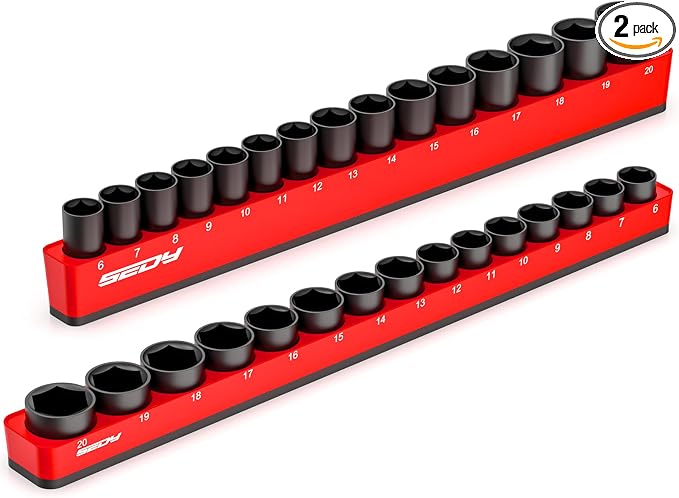 2-Piece 3/8"-Drive Metric Magnetic Socket Organizer Set by SEDY