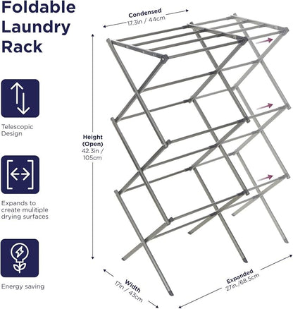 BLACK+DECKER 3 Tier Expandable Collapsing Foldable Laundry Rack - Image 2