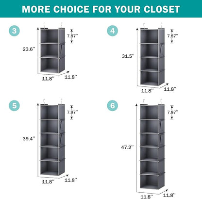 YOUDENOVA Hanging Closet Organizer, 5-Shelf Closet Hanging Storage Shelves - Image 5