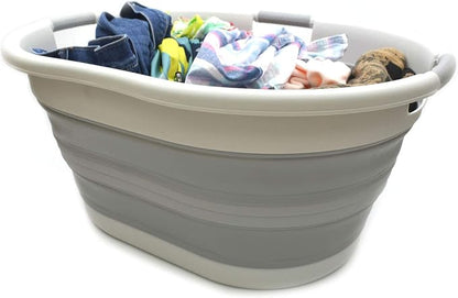 SAMMART 57L Collapsible 3-Handled Plastic Laundry Basket - Image 2