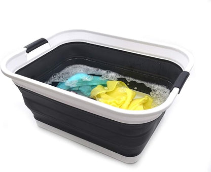 SAMMART 42L Set of 2 Collapsible Plastic Laundry Basket-Foldable Pop Up Storage - Image 7