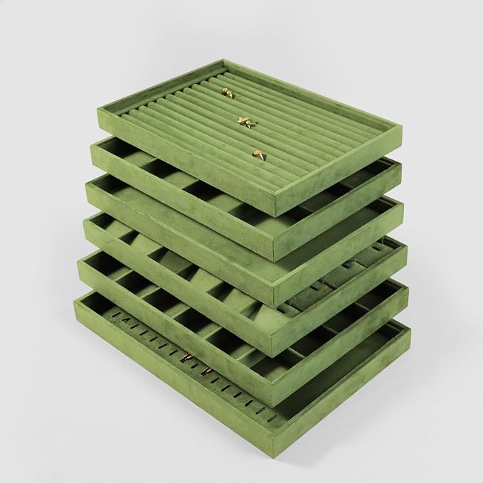 Velvet Stackable Jewelry Display Tray, 24 Grid Earring Ring Storage Tray - Image 7