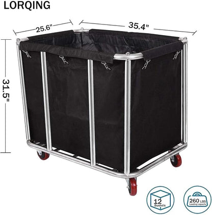 12 Bushels Laundry Cart Commercial/Home, Heavy Duty Large Stainless Steel - Image 2