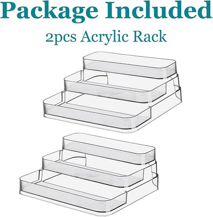 2pcs Acrylic Rack, No Assembly Clear 3 Tier Condiment Bottle Shelf Vanity - Image 6