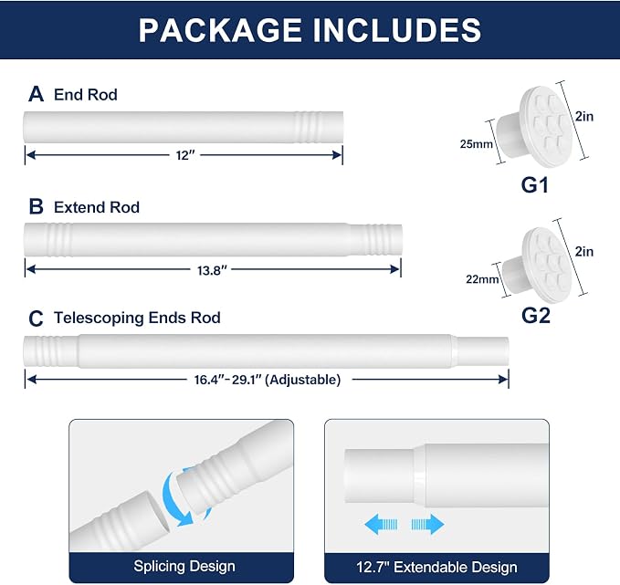 No Drilling Closet Rod, 27.5-94 Inches Hanging Closet Rod - Image 6