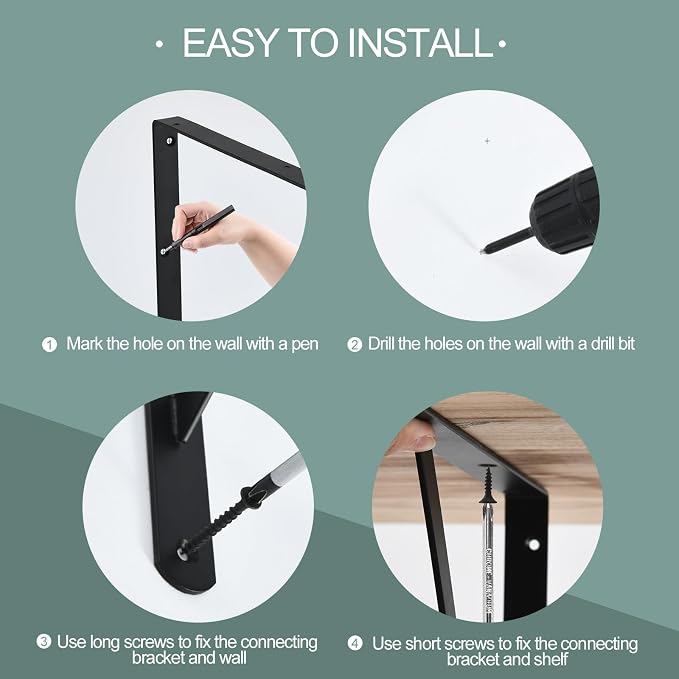 20 Pack L20 x H 12" Black Heavy Duty Shelf Brackets - Image 6