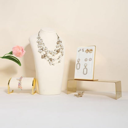 GemeShou Beige necklace hanger jewelry organizer, Velvet jewelry stand necklace - Image 8