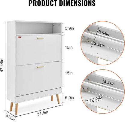 VEVOR Shoe Storage Cabinet for Entryway, 31.5" D x 9.4" W x 47.3" H - Image 3