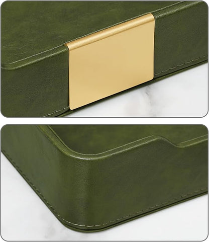 PU Leather Valet Tray with Gold Accent, Decorative Nightstand Organizer Desk - Image 4