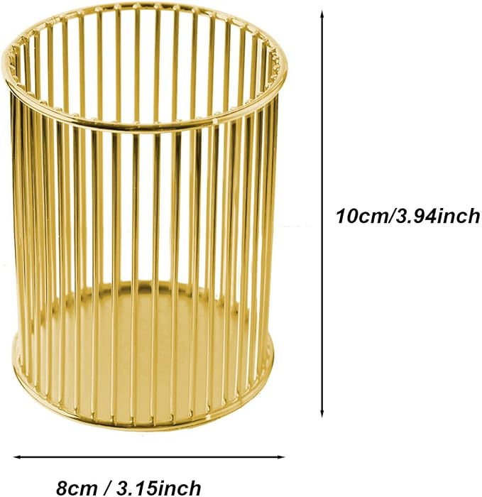 Gold Metal Pen Holder Cup for Desk Makeup Brushes Pencil Holders Home Office - Image 2