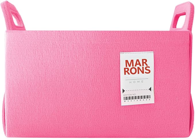 Collapsible Felt PINK Storage Bin Medium 11"x7.1"x7.1" – Foldable Basket by MARRONS