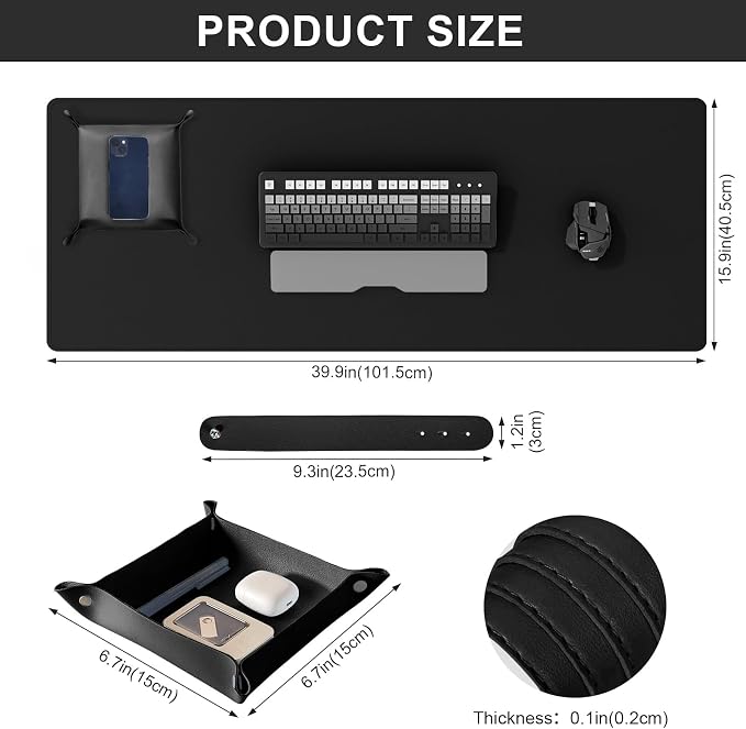 DAWNTREES Dual Sided Desk Mat, Leather Desk Pad, Cork Desk Mat Protector - Image 3
