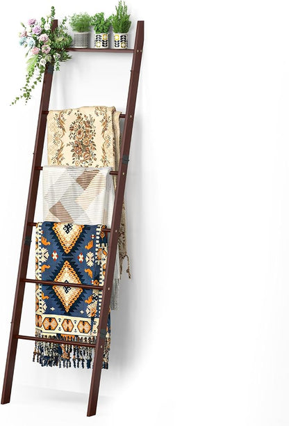BAMBANG 6-Tier Blanket Ladder for Living Room, Blanket Quilt Ladder Rack Rustic by BAMBANG