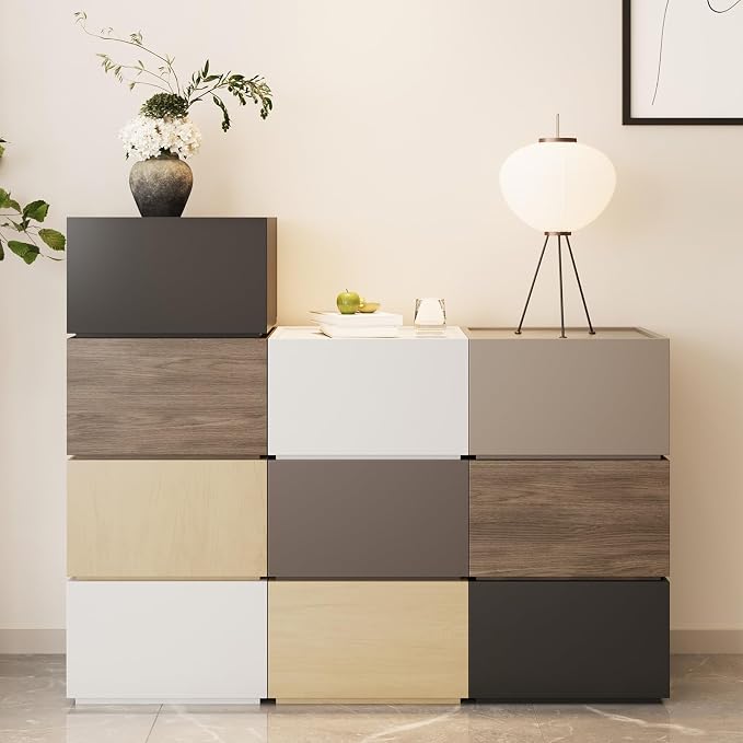 Modern Nightstand Stackable Storage Drawers, Modular Bedroom Furniture Set by Svimi