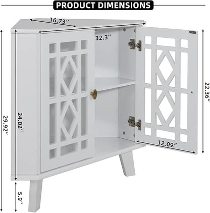 Scurrty 32'' Corner Shelf Stand, Small Corner Table Sideboard Cabinet - Image 2