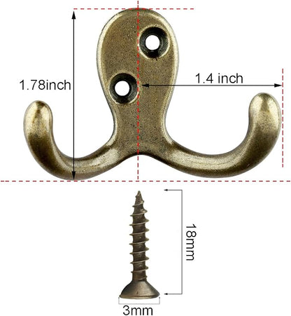 IBosins 10 Pack Heavy Duty Double Prong Coat Hooks Wall Mounted - Image 2