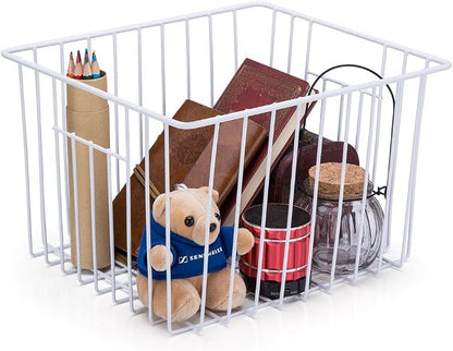 Slideep Freezer Baskets Storage Basket Organizers, Deep Wire Farmhouse Bins - Image 3