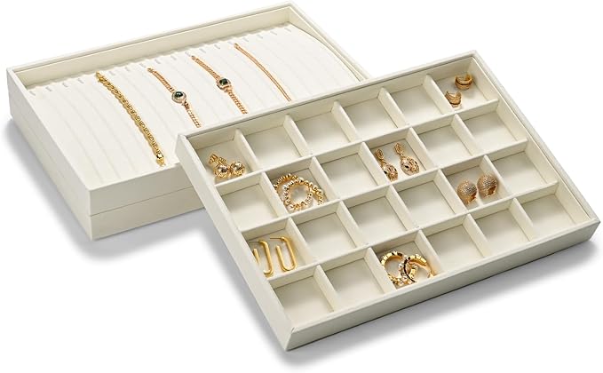 12 Grids Microfiber Jewelry Tray Bracelet Bangle Earring Tray Jewelry Display - Image 6
