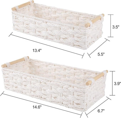 OIAHOMY Toilet Paper Baskets Handmade Paper Rope Decorative Wicker Storage Tank - Image 3