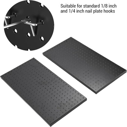 Fafeicy 2Pcs Black Pegboard Metal Wall Panel 24x12 Inches Heavy Duty Organizer - Image 5