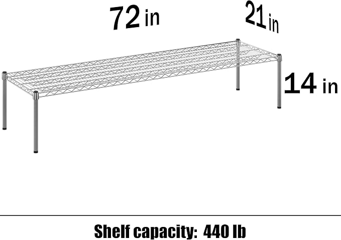 21" Deep x 72" Wide x 14" Height Wire Shelving Kit | NSF Commercial Storage - Image 3