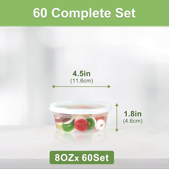 60 Sets Deli Containers with Lids 8 oz, Leak-Proof & BPA Free Airtight Takeout - Image 2