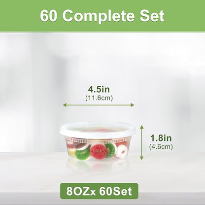 60 Sets Deli Containers with Lids 8 oz, Leak-Proof & BPA Free Airtight Takeout - Image 2